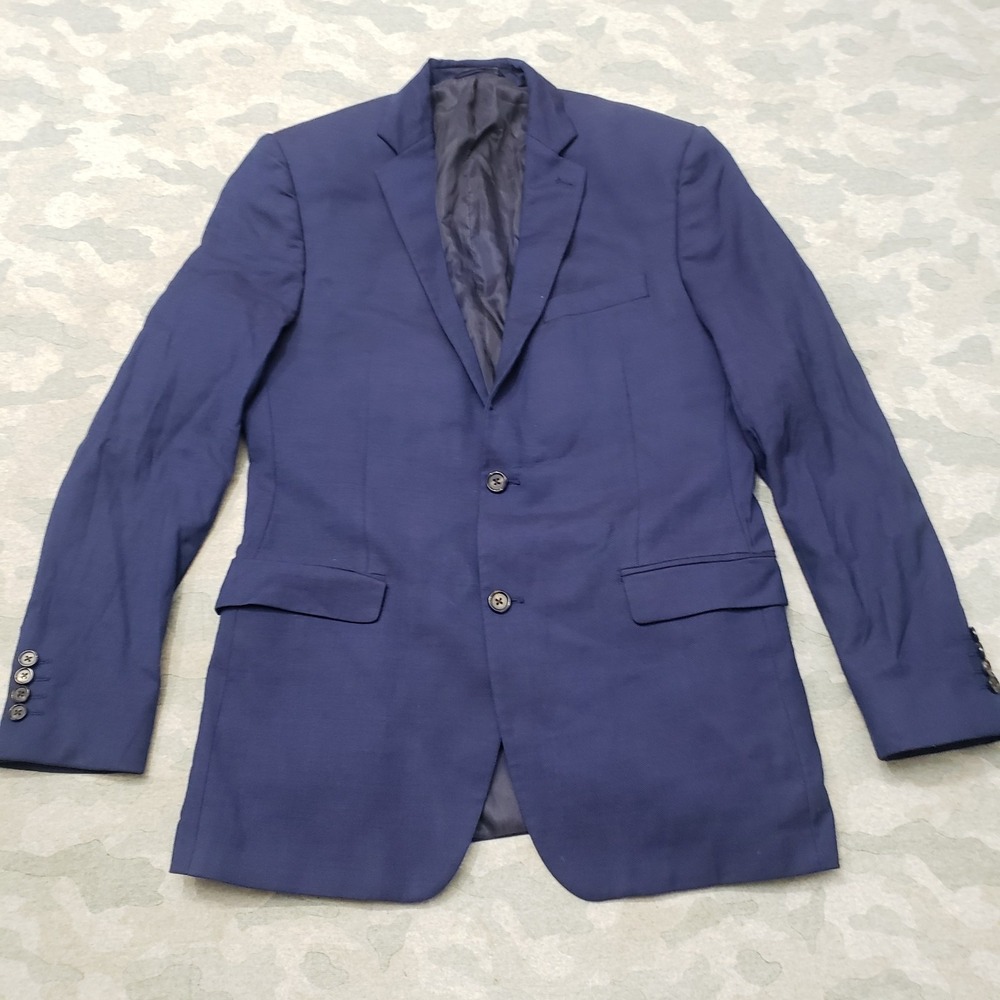 Ralph Lauren Blazer Mens 42L Blue Slim Fit 100% Wool Two Button Business Career